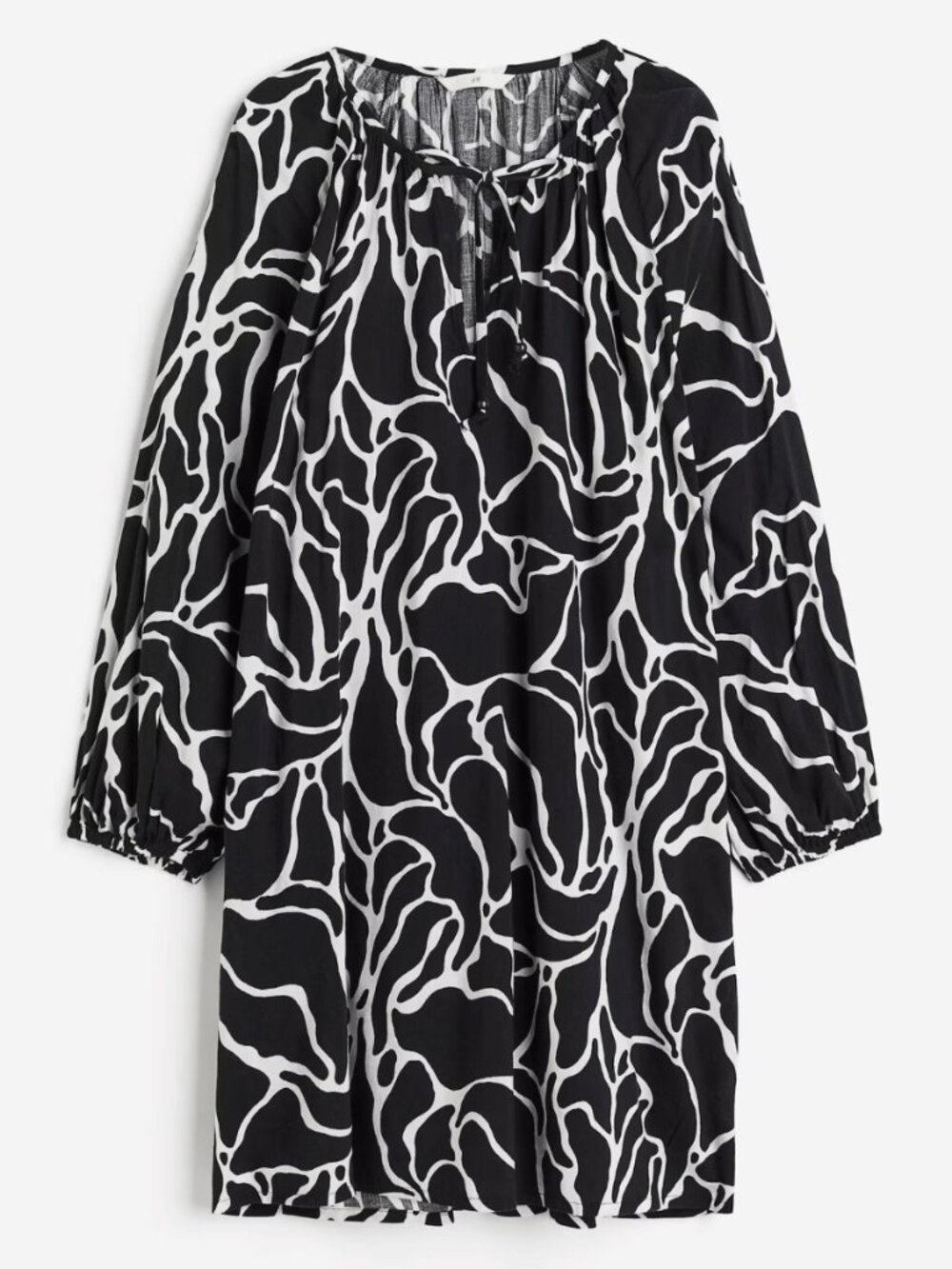 H&M Black White Abstract Print Tunic Mini Dress